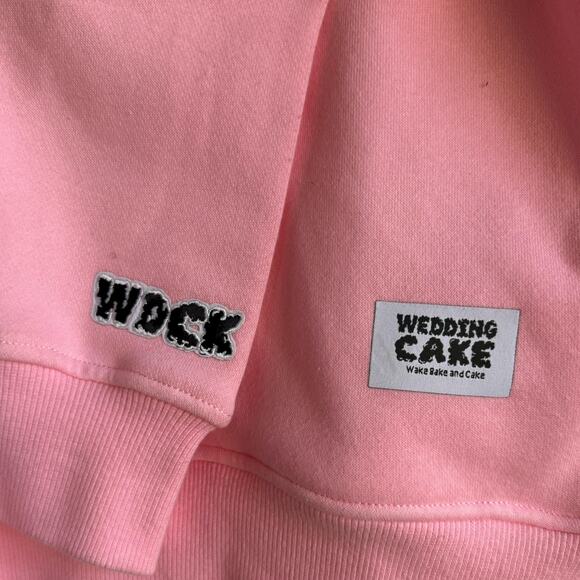 Wedding Cake Hoodie Pink Wake & Bake Weed Graphic Pullover Unisex L Streetwear - Picture 3 of 8